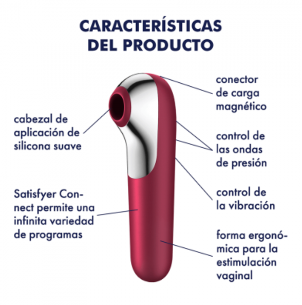 Vibrador punto G y estimulador de clitoris con bluetooth y APP Satisfyer Dual Love Rojo