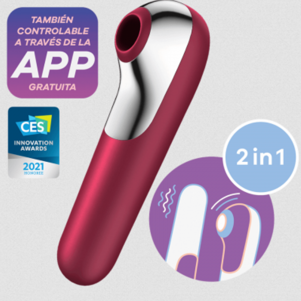 Vibrador punto G y estimulador de clitoris con bluetooth y APP Satisfyer Dual Love Rojo