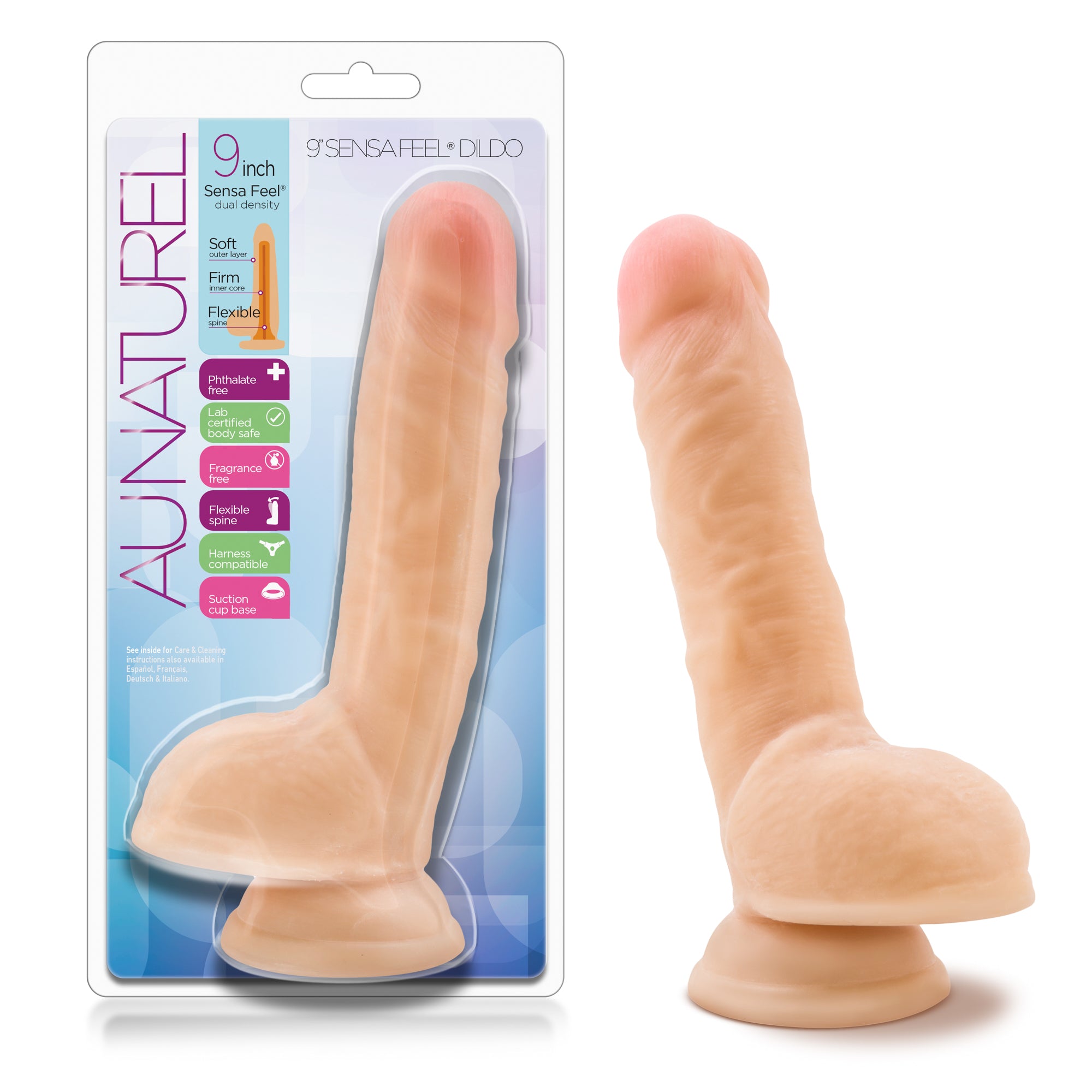 Dildo Extra Suave Y Realista de 9 " Au Naturel Sensa Feel